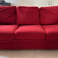 Divano tre posti tessuto rosso - bordeaux