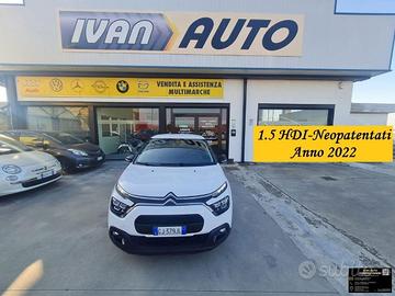 CITROEN C3 1.5 HDI Shine-Neopatentati-Anno 2022