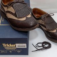 Tricker’s uomo in pelle marrone e cotone beige