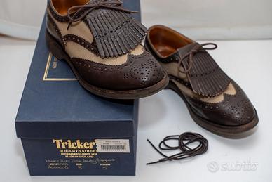 Tricker’s uomo in pelle marrone e cotone beige