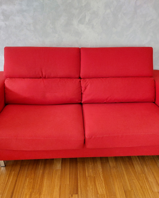 Divano letto tre posti rosso