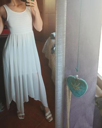 Abito bianco H&M Corpetto lavorato e gonna a punte