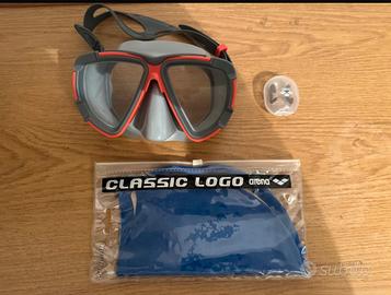 Occhiali+cuffie+clip naso per piscina