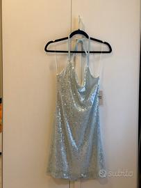 Abito corto con paillettes argento - Nuovo