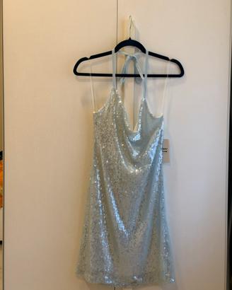 Abito corto con paillettes argento - Nuovo