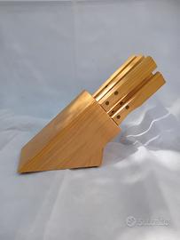 Set 6 coltelli e ceppo porta-coltelli legno nuovi
