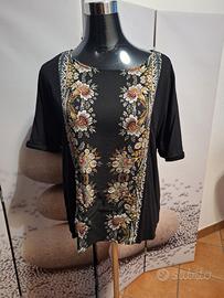 Desigual blusa nera con stampa floreale Nuova