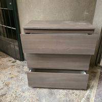 cassettiera moderna in compensato grigio/marrone