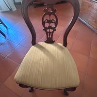 Set 4 sedie inglesi ‘50 mogano e cotone garzato