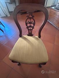 Set 4 sedie inglesi ‘50 mogano e cotone garzato