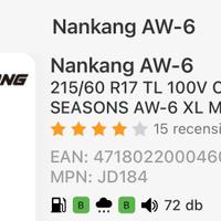 Gomme 215/60 r17 v nuove nankang 4 stagioni