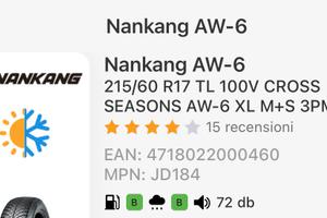 Gomme 215/60 r17 v nuove nankang 4 stagioni
