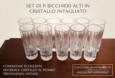 set 11 bicchieri vintage originali cristallo 