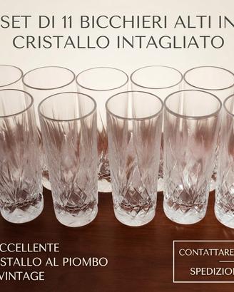 set 11 bicchieri vintage originali cristallo 