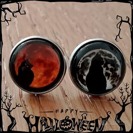 Orecchini Gatto Nero Halloween a lobo in acciaio 1