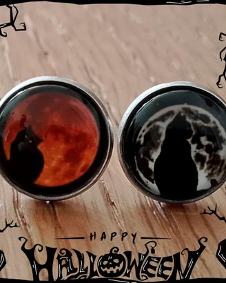 Orecchini Gatto Nero Halloween a lobo in acciaio 1