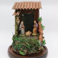 Presepe napoletano fatto a mano + campana di vetro