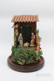 Presepe napoletano fatto a mano + campana di vetro