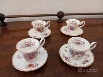 Set di 4 tazzine complete di piattino