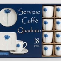 Servizio Caffè Quadrato 18 Pezzi – Tazzine con Pia