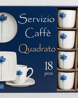 Servizio Caffè Quadrato 18 Pezzi – Tazzine con Pia