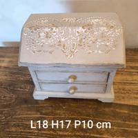 portagioie shabby chic in legno decorato a mano 