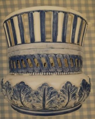 Vaso o porta vaso bianco e blu