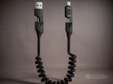 Cavo 4-in1 a spirale 65w usb-a lightning usb-c