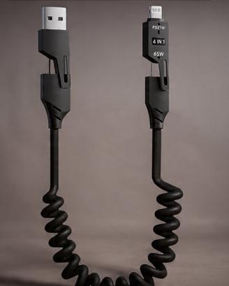 Cavo 4-in1 a spirale 65w usb-a lightning usb-c