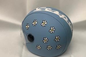 casco rivestito ecopelle AZZURRO FIORI vespa px sp