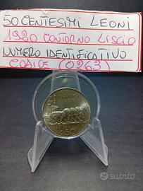 50 Centesimi Leoni del 1920 Liscio in SPL 