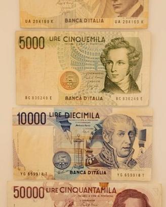 LOTTO 6 BANCONOTE DA 1000 A 100000 LIRE ITALIA