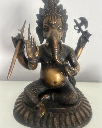 Grande statua canesha vintage ottone massiccio  10