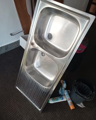 Lavello acciaio inox doppia vasca con gocciolatoio