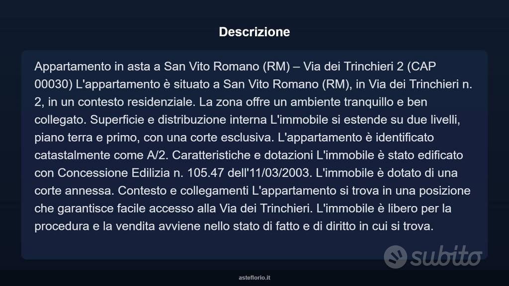 Appartamento – San Vito Romano, Roma Capitale - Altro