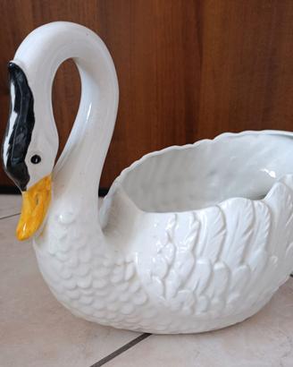 Porta vaso per fiori a forma di cigno