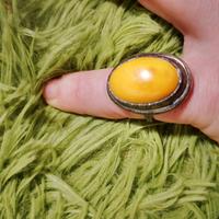 Anello vintage in argento con ambra taglia 18
