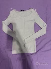 Maglia a maniche lunghe bianco avorio