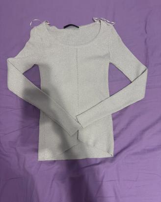 Maglia a maniche lunghe bianco avorio