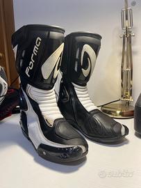 Stivali Moto Racing Forma Modello Freccia Nero Bia