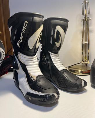 Stivali Moto Racing Forma Modello Freccia Nero Bia