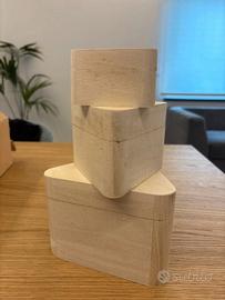 Tris scatole in legno triangolari decoupage