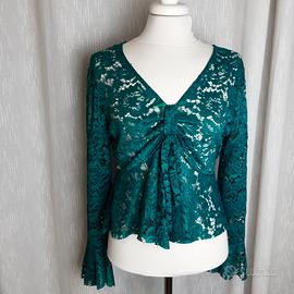maglia in pizzo verde  taglia 44 made innitaly