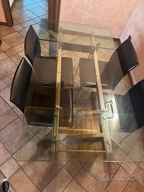 Tavolo in cristallo e acciaio allungabile CATTELAN