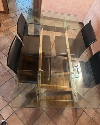 Tavolo in cristallo e acciaio allungabile CATTELAN