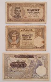 SERBIA - TRIS BANCONOTE 50-50-100 DINARI 1941-1942