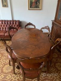 Tavolo  pranzo in radica + 6 sedie + tavolino