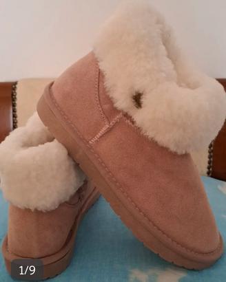 Stivaletti Pelle Bassi con Pelliccia 