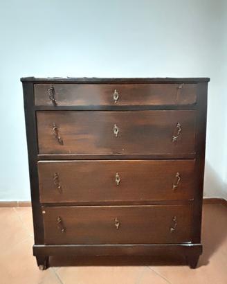 Cassettiera in legno di noce massello