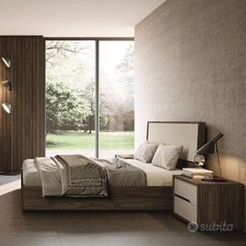 Letto matrimoniale con contenitore colore noce 